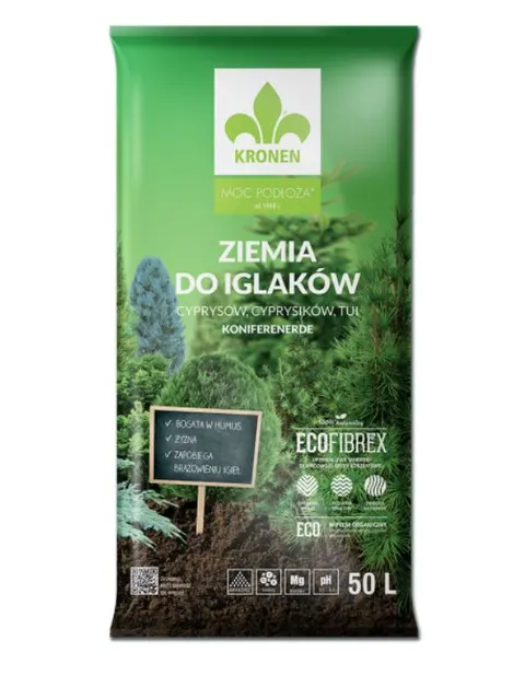 Ziemia podłoże do iglaków – 50 l (paleta 51 szt.) Kronen