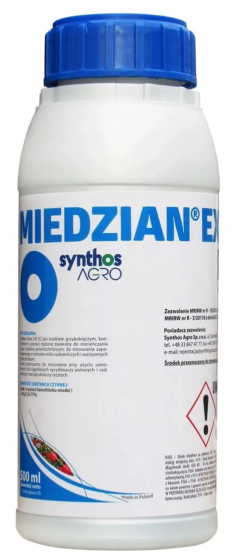 Miedzian Extra 350SC 0,5L SYNTHOS miedź, choroby grzybowe i bakteryjne, parch, zaraza, plamistość, bakterioza