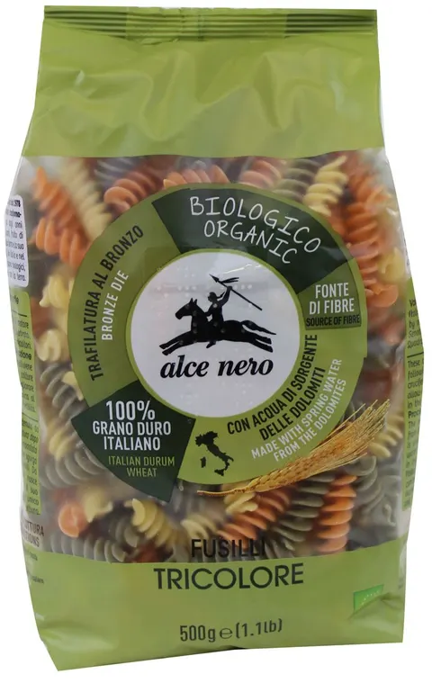 Makaron Fusilli Trójkolorowy Durum BIO 500 g Alce Nero