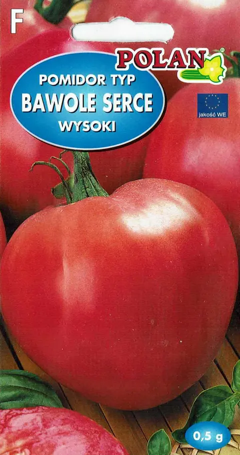 Pomidor gruntowy Oxheart Bawole Serce 0,5g Polan średnio późna odmiana o bardzo dużych, mięsistych owocach, do gruntu i pod osłony, nasiona