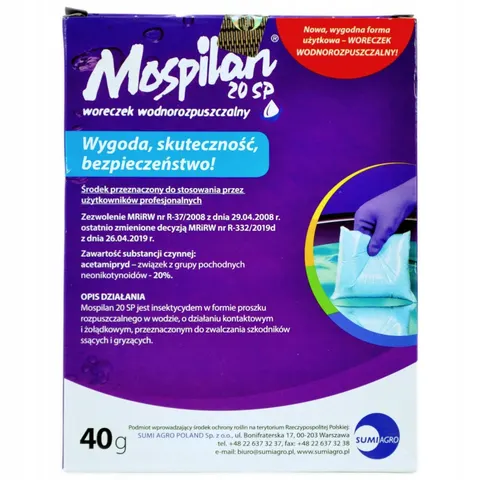 Mospilan 20SP 40g SUMI AGRO acetamipryd, stonka ziemniaczana, mszyca, opuchlak, śmietka