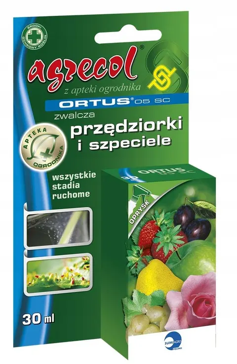 Ortus 05SC 30ml Agrecol zwalcza przędziorki i szpeciele, wszystkie stadia rozwojowe ruchome, truskawki, ogórek, rośliny ozdobne