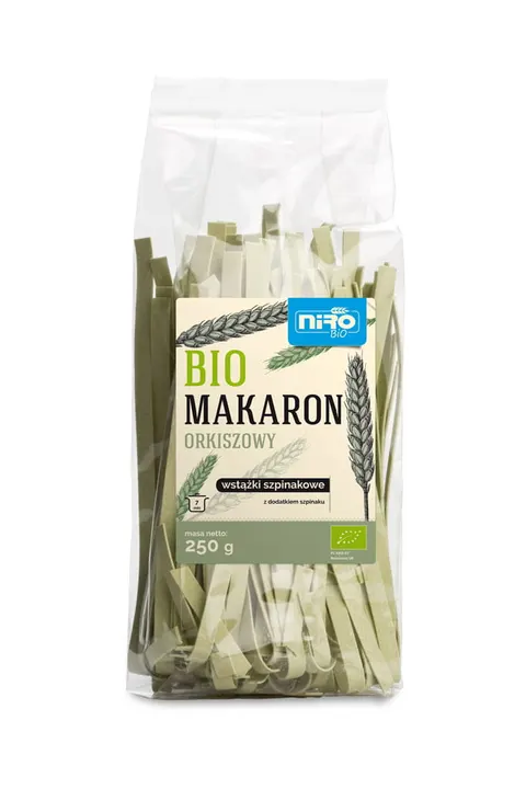 Makaron Orkiszowy Wstążki Szpinakowe BIO 250 g Niro