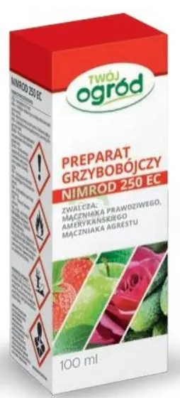 Nimrod 250EC 100ml Twój Ogród zwalcza mączniaka prawdziwego, amerykańskiego agrestu, grzybobójczy, jabłoń, truskawka, pietruszka