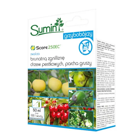 Score 250 EC zwalcza brunatną zgniliznę drzew pestkowych, parcha gruszy, parcha jabłoni 50 ml - SUMIN