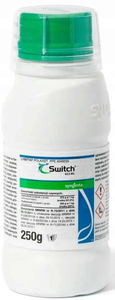 Switch 62,5WG 250g SYNGENTA choroby grzybowe, szara pleśń, zamieranie pędów, gorzka zgnilizna, brunatna zgnilizna