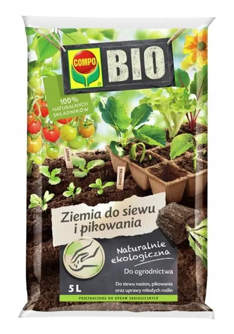 COMPO BIO Ziemia do siewu i pikowania 5L ekologiczne podłoże do rozsad i młodych roślin