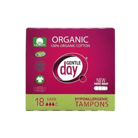 TAMPONY ZE 100 % BAWEŁNY EKOLOGICZNEJ - SUPER 18 szt. - GENTLE DAY