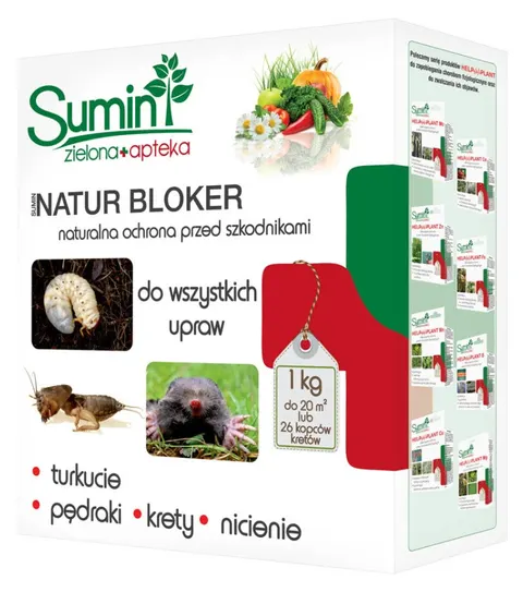 Natur Bloker 1kg SUMIN na turkucie, pędraki, krety, nornice, naturalna ochrona przed szkodnikami, do wszystkich upraw