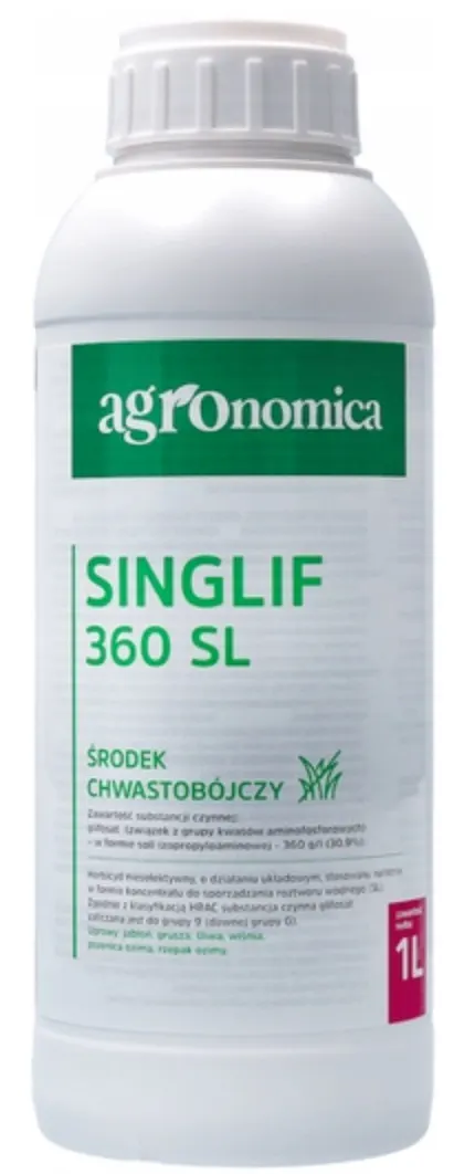 Singlif 360SL 1L AGRONOMICA herbicyd totalny, glifosat 360g/l, perz, chwasty wieloletnie, głęboko korzeniące się