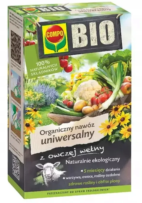 COMPO BIO Uniwersalny 750g nawóz organiczny z owczej wełny długodziałający 5 miesięcy do roślin ogrodowych