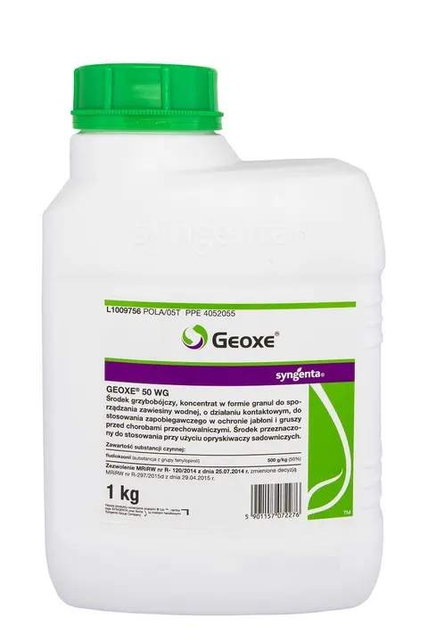 Geoxe 50 WG 1kg SYNGENTA fludioksonil, choroby przechowalnicze, szara pleśń, zgnilizna twardzikowa, jabłoń, grusza, truskawka, sałata