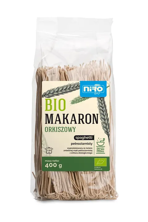 Makaron Orkiszowy Razowy Spaghetti BIO 400 g Niro