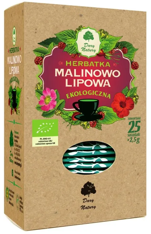 Herbatka Lipowo Malinowa BIO (20 x 2,5 g) Dary Natury
