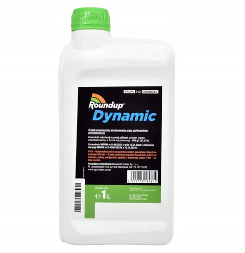 Roundup Dynamic 500SL 1L BAYER herbicyd totalny, najmocniejsze stężenie, niszczy wszystkie chwasty, glifosat, perz, chwasty wieloletnie