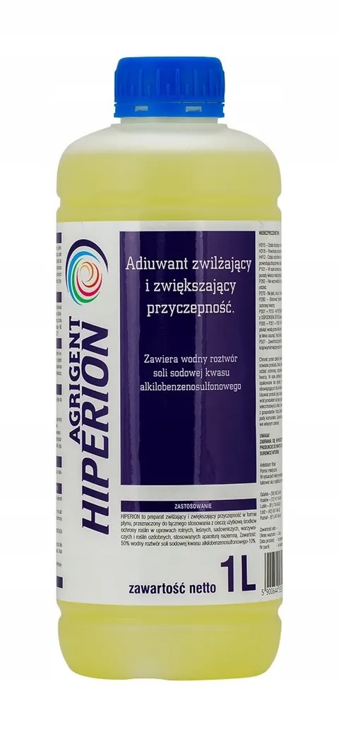 Hiperion 1L AGRIGENT adiuwant zwilżający do oprysków poprawiający przyczepność i skuteczność zabiegów
