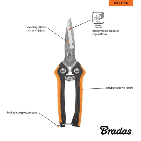 Sekator ogrodowy Bradas V-SERIES-D ostrze proste KT-V1037