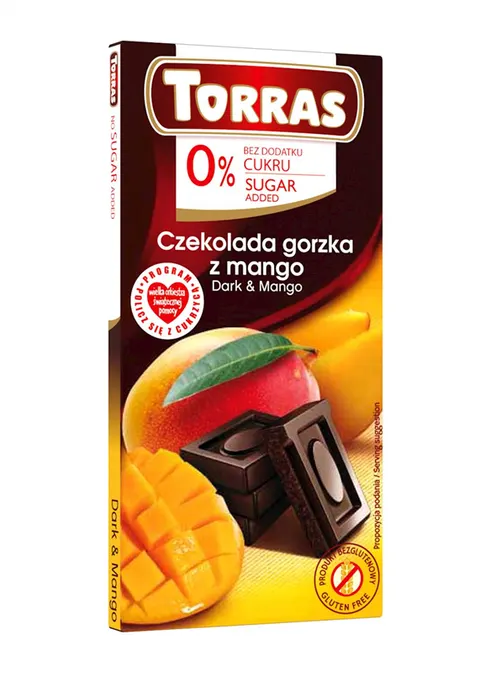 Czekolada Gorzka z Mango Bez Cukru Bezglutenowa 75 g Torras