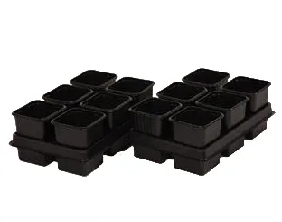 Doniczka kwadratowa 8x8cm 12szt +2 tace Vefi