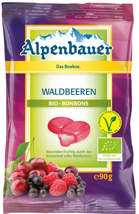 Cukierki z Nadzieniem o Smaku Owoców Leśnych Vegan BIO 90 g Alpenbauer