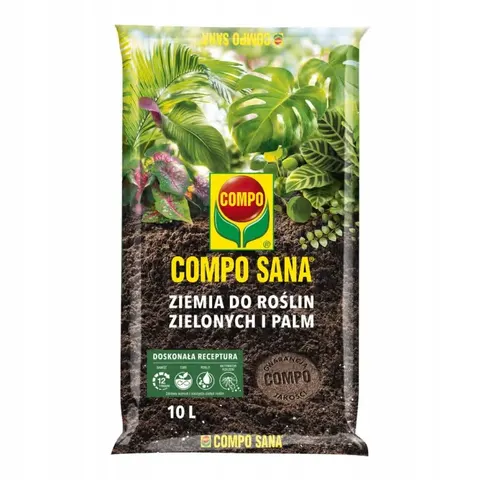 Compo Sana Podłoże do Roślin Zielonych i Palm 10L - Ziemia Premium z Perlitem i Nawożeniem Startowym do Monstery, Juki i Fikusa
