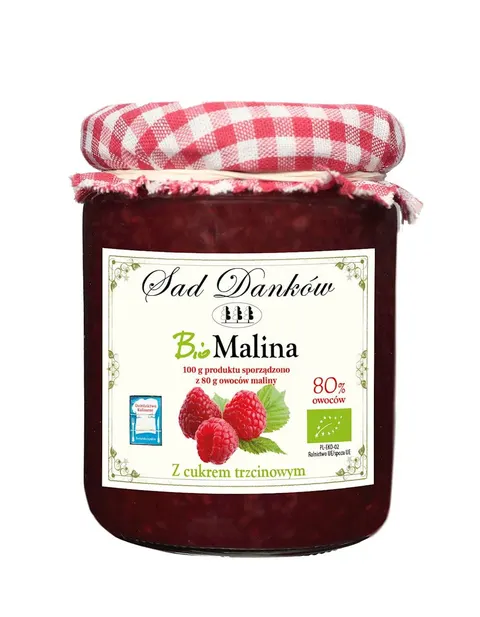 Malina 80% z Cukrem Trzcinowym BIO 270 g Sad Danków