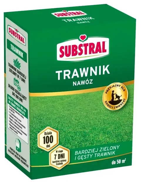 Nawóz do trawnika 100DNI 1kg SUBSTRAL długo działający, gęstszy trawnik, bez ryzyka przenawożenia, przyjazny dla dzieci i zwierząt