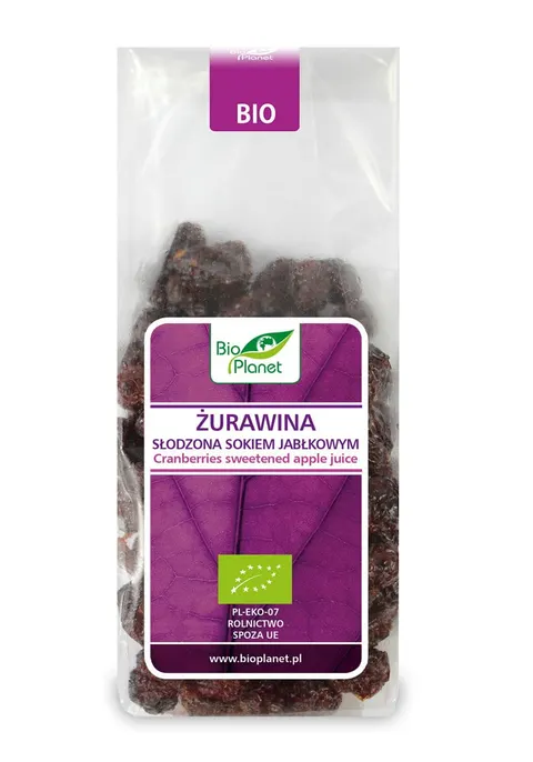 Żurawina Słodzona Sokiem Jabłkowym BIO 100 g Bio Planet