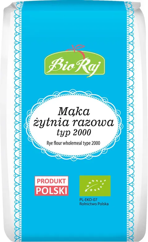 Mąka Żytnia Razowa Typ 2000 BIO 1 kg Bio Raj