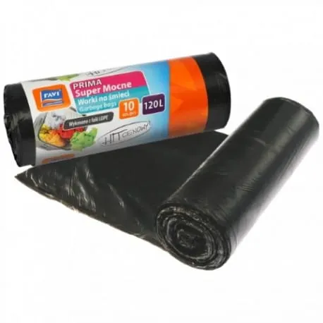 Worki na śmieci Prima 120 L LDPE czarne