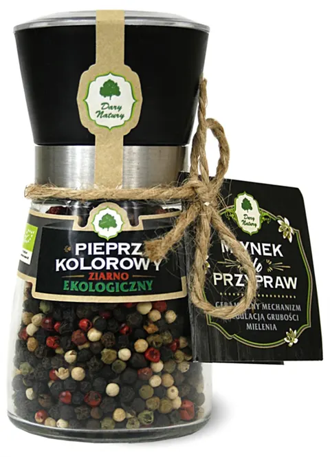 Pieprz Kolorowy Ziarno w Młynku BIO 80 g Dary Natury