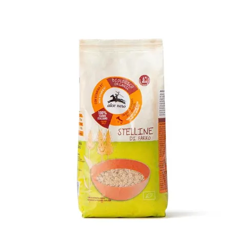6 mc MAKARON Z PŁASKURKI GWIAZDKI Z WITAMINĄ B1 BIO 500 g - ALCE NERO