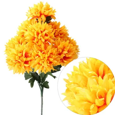 Bukiet 9 żółtych chryzantem, 50 cm