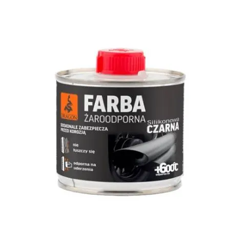DRAGON Farba żaroodporna 200ml metal CZARNA