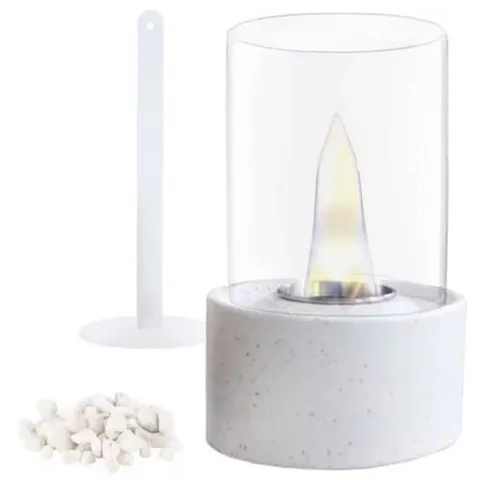 Biokominek stołowy BK01 Round White 24 cm z kamieniami
