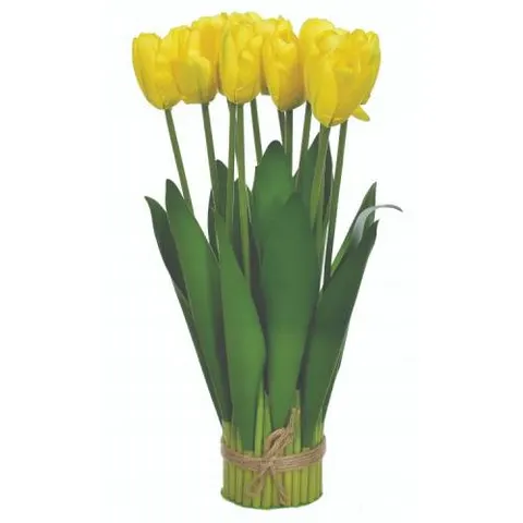 Pęk 10 tulipanów do postawienia 36 cm żółty