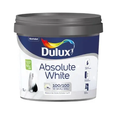 Farba do ścian i sufitów Dulux Absolute White biała matowa 3 L