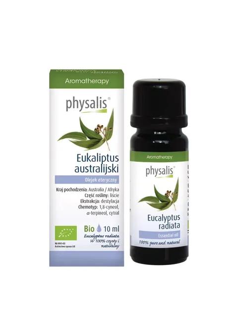 Olejek Spożywczy Eucalyptus Radiata, Eukaliptus Australijski BIO 10 ml Physalis