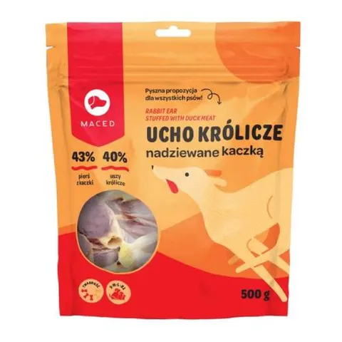 MACED Ucho królicze nadziewane kaczką 500g