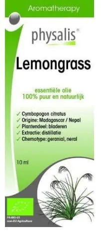 Olejek Spożywczy Lemongrass, Trawa Cytrynowa BIO 10 ml Physalis