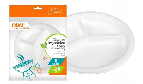 Talerze trójdzielne 26cm z masy celulozowej 6sz