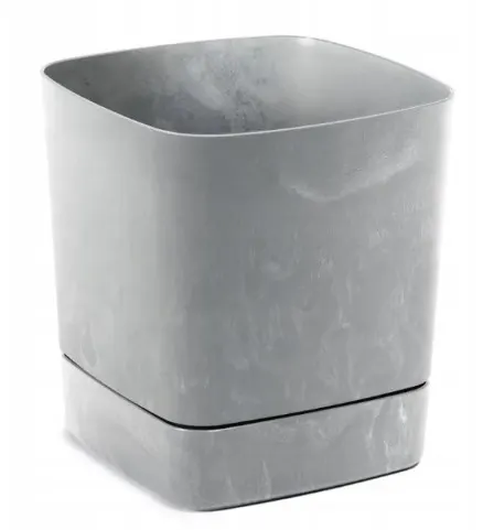 Doniczka z podstawką CLIMA 160x160 recycled szara beton Lamela