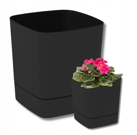 Doniczka z podstawką CLIMA 250x250 recycled czarna Lamela