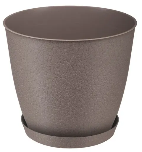 Doniczka z podstawką PELLA 17,5 cm taupe