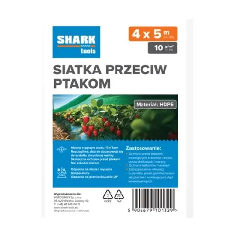 SHARK Siatka przeciw ptakom 4*5 m 10 g zielona