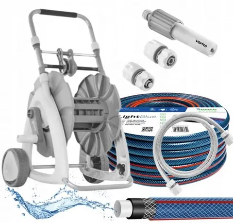 Zestaw: wąż ogrodowy + wózek LIGHT Blue 1/2'' 20mb + akcesoria