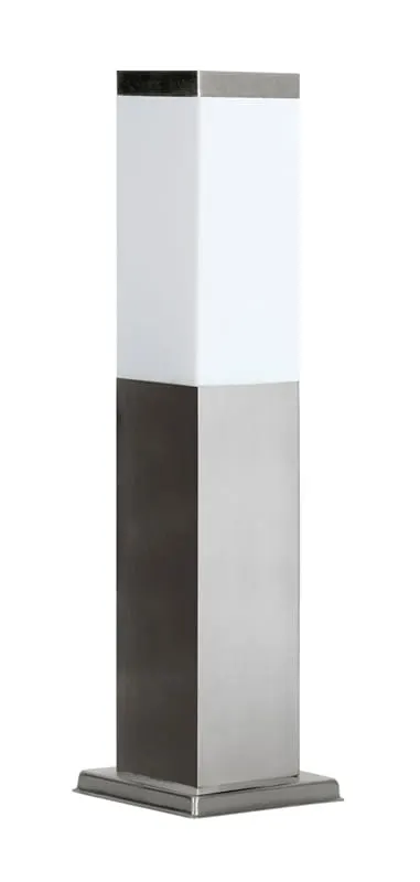 Srebrna zewnętrzna lampa stojąca słupek oświetlający ogród SU-MA SS802-450 Inox Kwadrat E27 IP44 45cm
