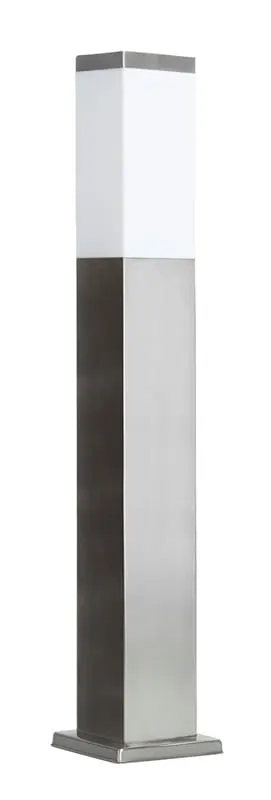 Srebrna zewnętrzna lampa stojąca słupek do oświetlenia ogrodu SU-MA SS802-650 Inox Kwadrat E27 IP44 65cm