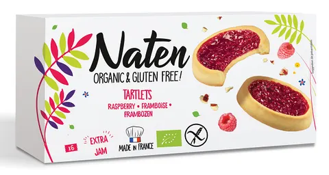 Ciastka Tartaletki z Dżemem Malinowym Bezglutenowe BIO 130g Naten