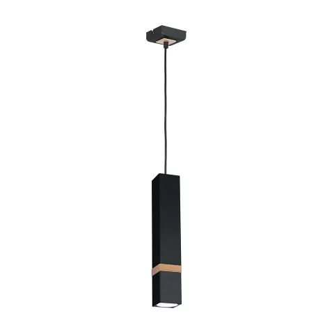 Lampa wisząca VIDAR BLACK czarna drewno 1xGU10 Milagro MLP5403